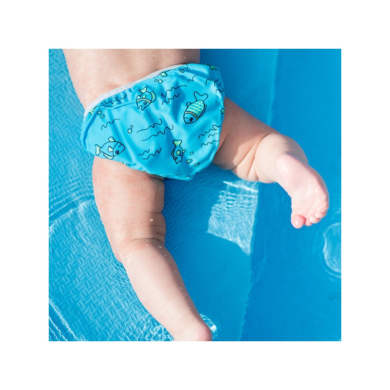 CUECA BANHO IMPERMEÁVEL PEIXES AZUL (TAM S)