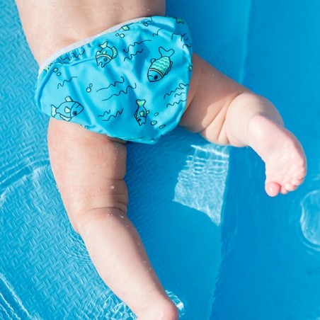 CUECA BANHO IMPERMEÁVEL PEIXES AZUL (TAM S)