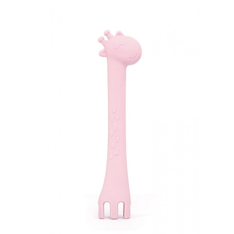COLHER SILICONE 2 EM 1 GIRAFA ROSA 4m+
