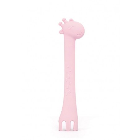 COLHER SILICONE 2 EM 1 GIRAFA ROSA 4m+