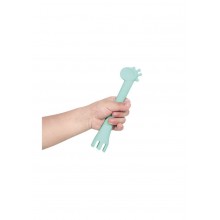 COLHER SILICONE 2 EM 1 GIRAFA ROSA 4m+
