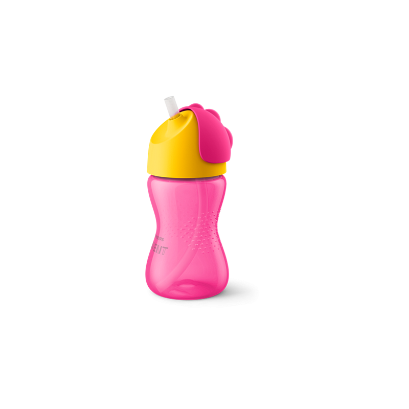 COPO COM PALHINHA 300ML ROSA 12m+