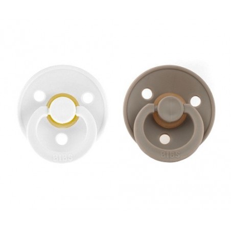 2 CHUPETAS BIBS WHITE/DARK OAK 0-6M