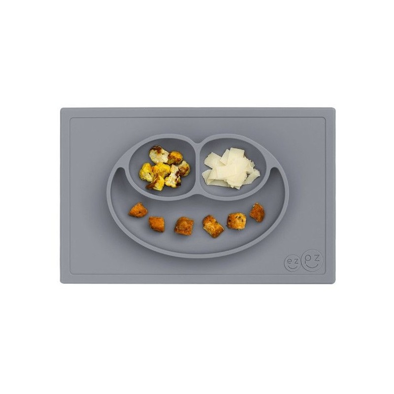 TABULEIRO PRATO EM SILICONE COM SUCÇÃO HAPPY MAT CINZA GREY