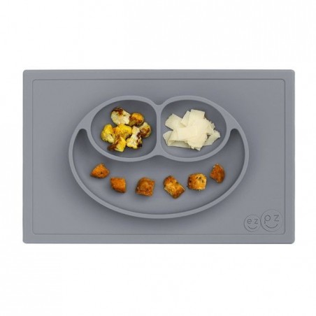 TABULEIRO PRATO EM SILICONE COM SUCÇÃO HAPPY MAT CINZA GREY