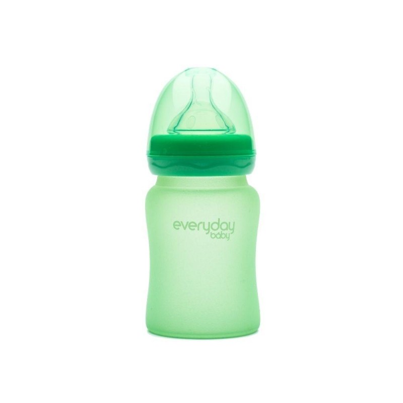 BIBERÃO VIDRO 150ml REVESTIDO SILICONE VERDE EVERYDAY