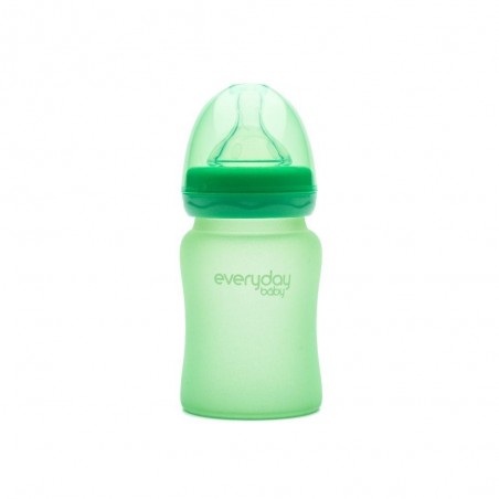 BIBERÃO VIDRO 150ml REVESTIDO SILICONE VERDE EVERYDAY