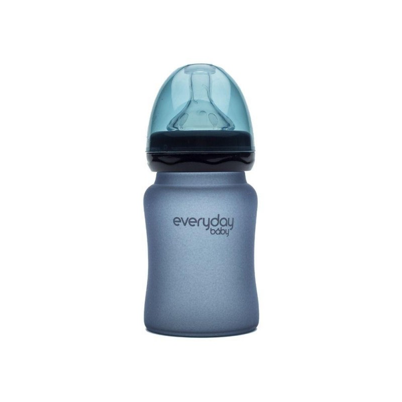 BIBERÃO VIDRO 150ml REVESTIDO SILICONE MORADO. EVERYDAY