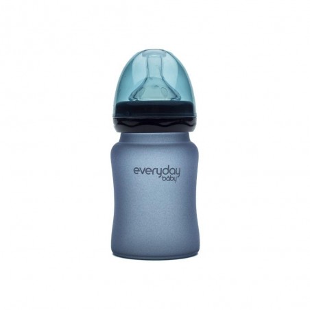 BIBERÃO VIDRO 150ml REVESTIDO SILICONE MORADO. EVERYDAY