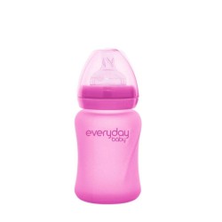BIBERÃO VIDRO 150ml REVESTIDO SILICONE FUCSIA EVERYDAY
