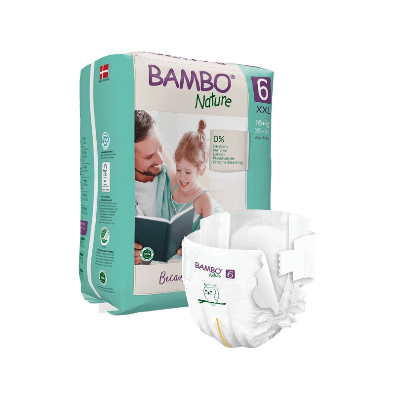 FRALDAS BAMBO NATURE TAM6 +16kg (20 unidades)