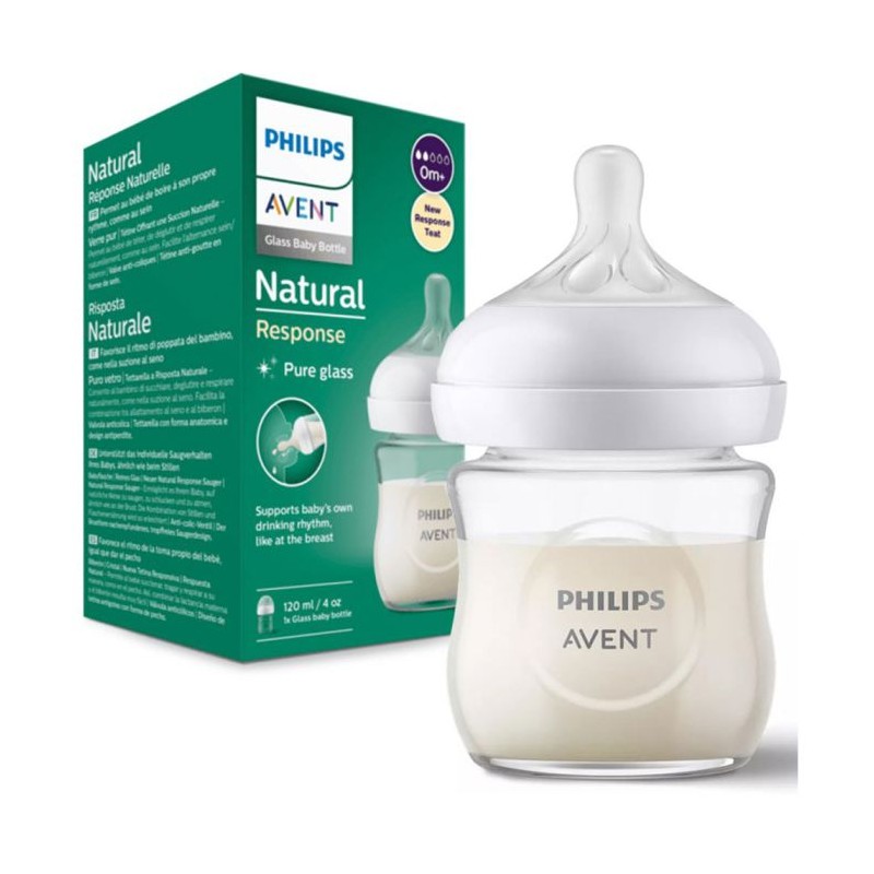 BIBERÃO VIDRO 120ml NATUTAL RESPONSE 0m+ AVENT