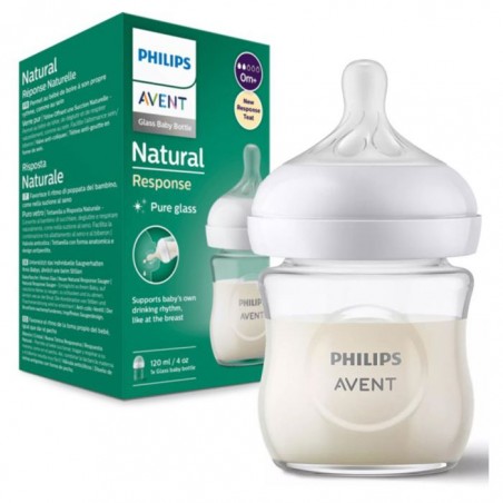 BIBERÃO VIDRO 120ml NATUTAL RESPONSE 0m+ AVENT