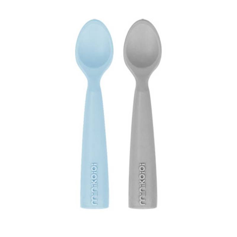2 COLHERES SILICONE MINIKOIOI MINERALBLUE/POWDER GREY 6m+