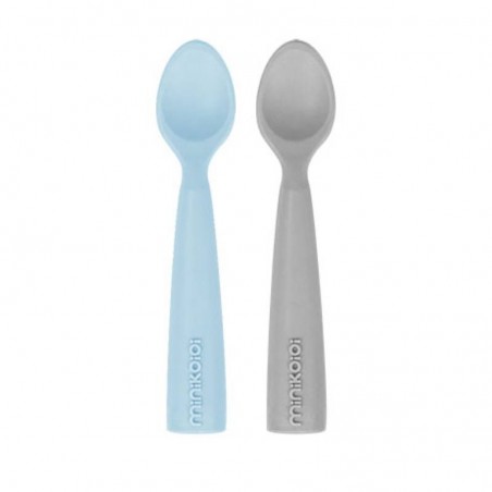 2 COLHERES SILICONE MINIKOIOI MINERALBLUE/POWDER GREY 6m+