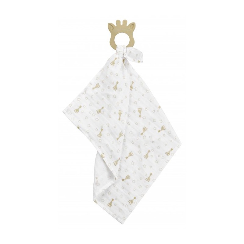 ANEL DENTIÇÃO + MUSELINA 40X40 GIRAFA SOFIA