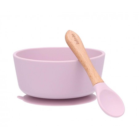 TAÇA EM SILICONE + COLHER LILAC +4m
