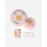 CONJUNTO ALIMENTAÇÃO 5 PEÇAS JUNGLE CHEETAHS ROSA SARO