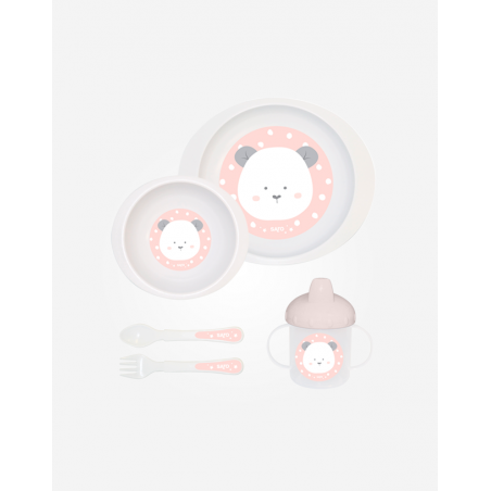 CONJUNTO ALIMENTAÇÃO 5 PEÇAS SWEET AND FUN ROSA SARO