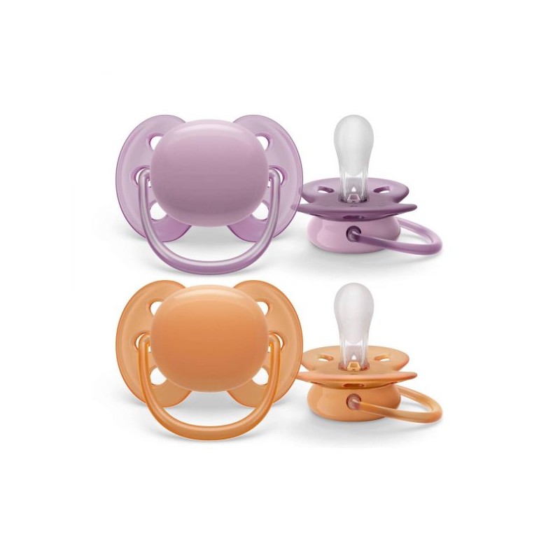 CHUPETA ULTRA SOFT 6-18m ROXO/LARANJA (2 unidades)