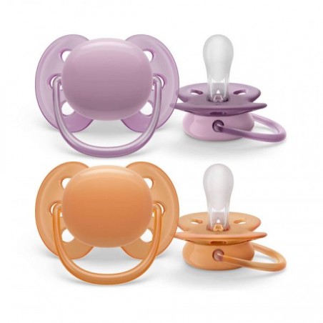 CHUPETA ULTRA SOFT 6-18m ROXO/LARANJA (2 unidades)