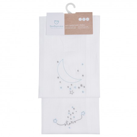 PACK 2 FRALDAS 60X60 STARS MOON CINZA BIMBIDREAMS