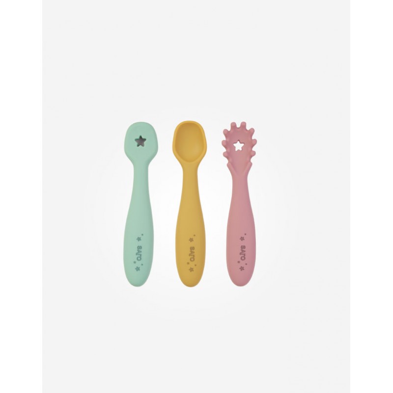 SET 3 COLHERES APRENDIZAGEM SILICONE 4m+ SARO