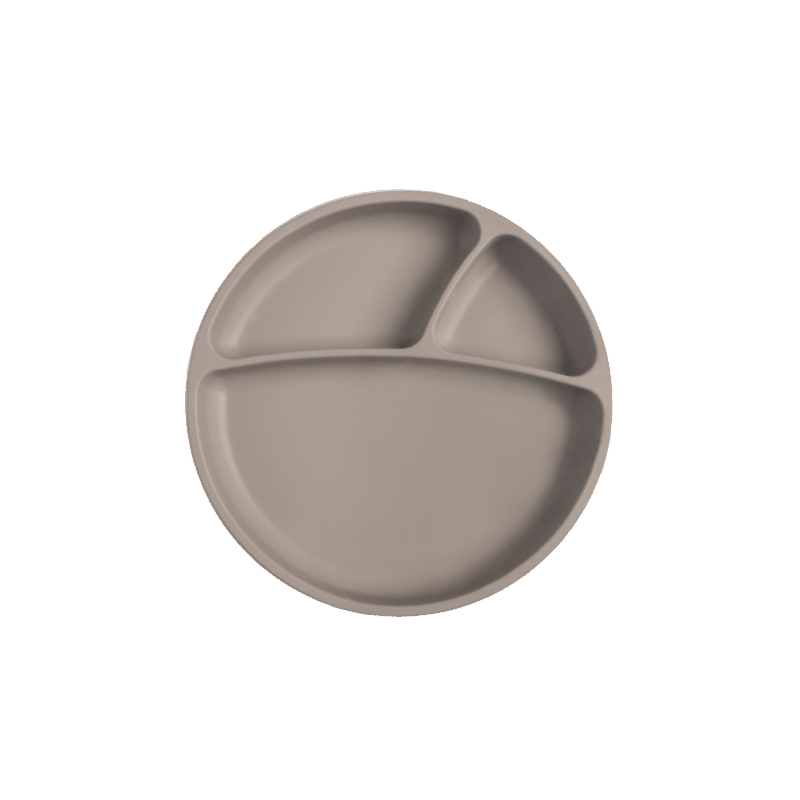 PRATO SILICONE CINZA COM 3 DIVISÓRIAS 6m+ MINIKOIOI