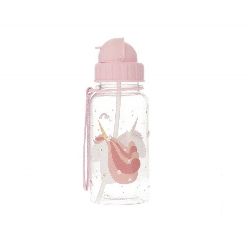 GARRAFA COM PALHINHA SILICONE 500ml UNICORNIO MAGICO