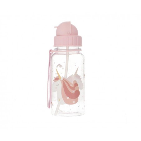 GARRAFA COM PALHINHA SILICONE 500ml UNICORNIO MAGICO