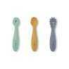 SET 3 COLHERES APRENDIZAGEM SILICONE AZUL MISTY 4m+ SARO