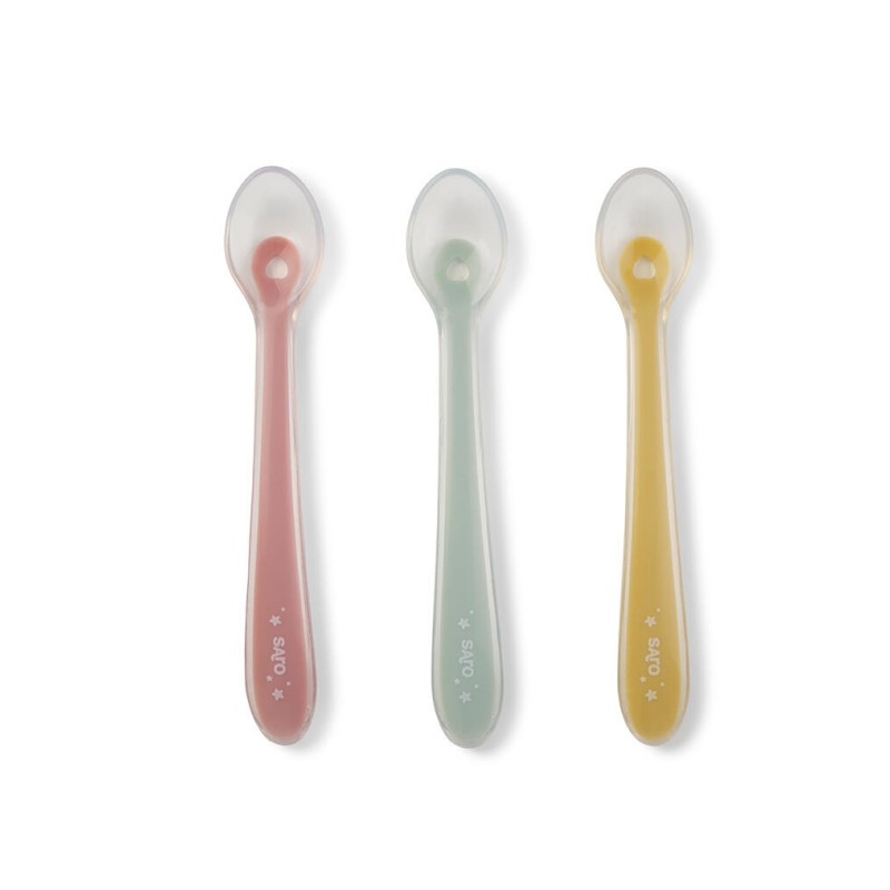 SET 3 COLHERES ERGONÓMICAS EM SILICONE ROSE 4m+ SARO