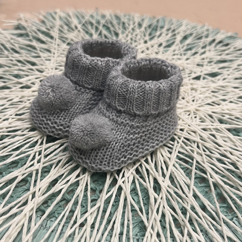 CARAPIM BEBÉ POMPOM CINZA