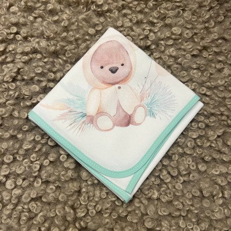 FRALDA 50X60 URSINHO OUTONO MENTA ALGODÃO