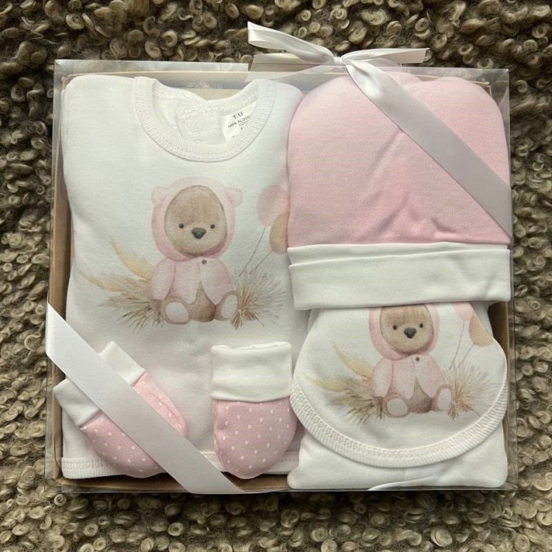 CONJUNTO 5 PEÇAS URSINHO OUTONO ROSA