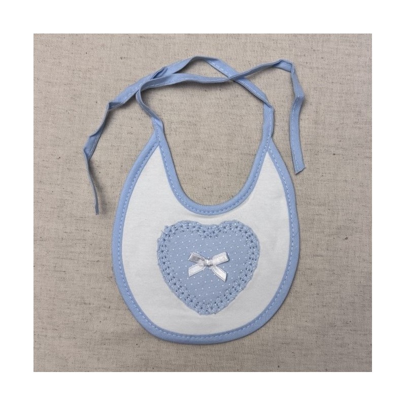 BABETE BEBE ALGODÃO CORAÇÃO AZUL