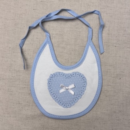 BABETE BEBE ALGODÃO CORAÇÃO AZUL