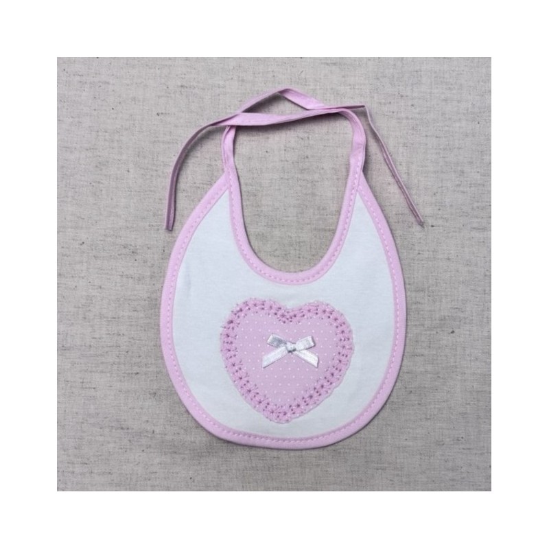 BABETE BEBE ALGODÃO CORAÇÃO ROSA