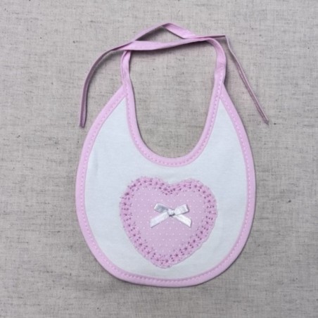 BABETE BEBE ALGODÃO CORAÇÃO ROSA