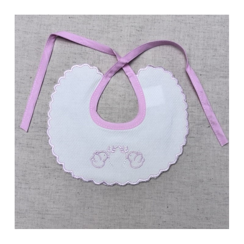 BABETE BEBE ALGODÃO PASSARINHOS ROSA