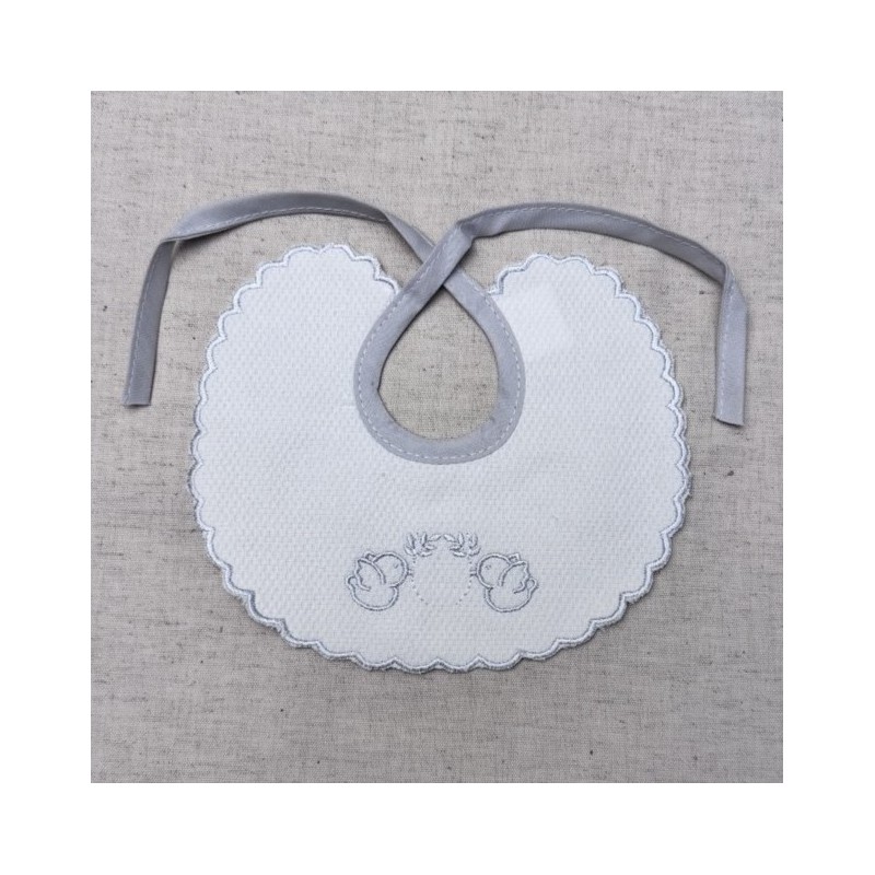 BABETE BEBE ALGODÃO PASSARINHOS CINZA