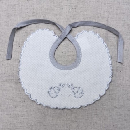 BABETE BEBE ALGODÃO PASSARINHOS CINZA