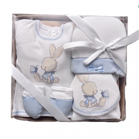 CONJUNTO 5 PEÇAS COELHO E BORBOLETA AZUL