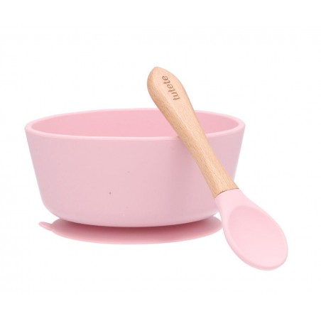 TAÇA EM SILICONE + COLHER ROSA +4m
