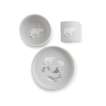 SET ALIMENTAÇÃO SILICONE 3 PEÇAS POLARIS CINZA SARO