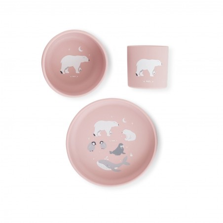 SET ALIMENTAÇÃO SILICONE 3 PEÇAS POLARIS ROSA SARO