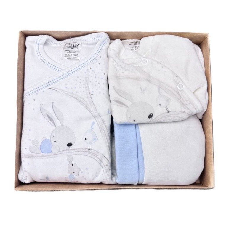 CONJUNTO PRIMEIRA ROUPA BEBÉ AMIGOS CONVERSA AZUL