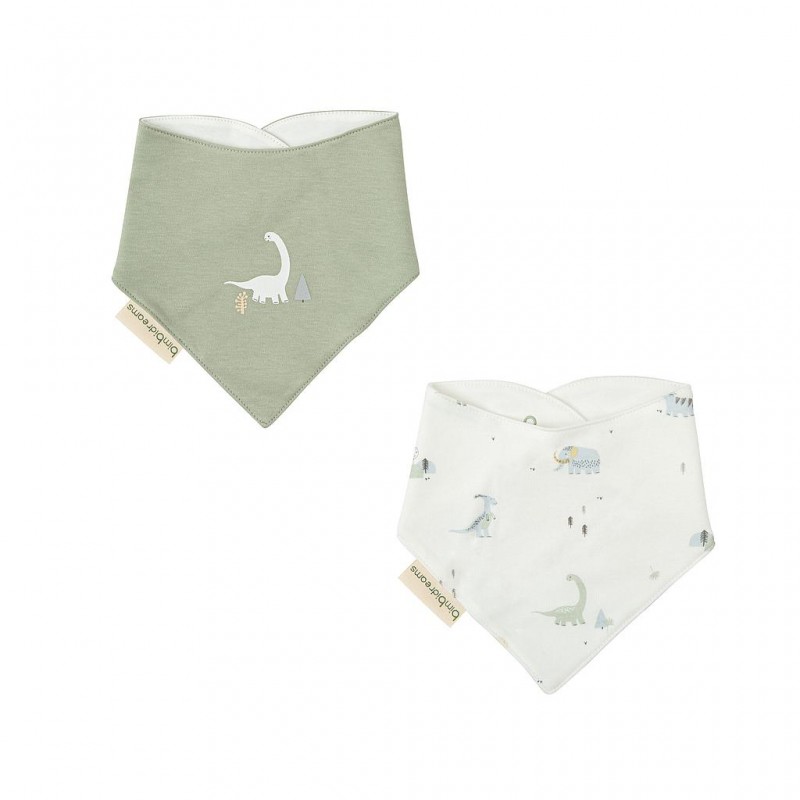 PACK 2 BANDANAS BAMBO TREX B/VERDE BIMBIDREAMS