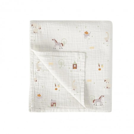 MUSELINA BAMBO FARM B/LINO 120X120 BIMBIDREAMS