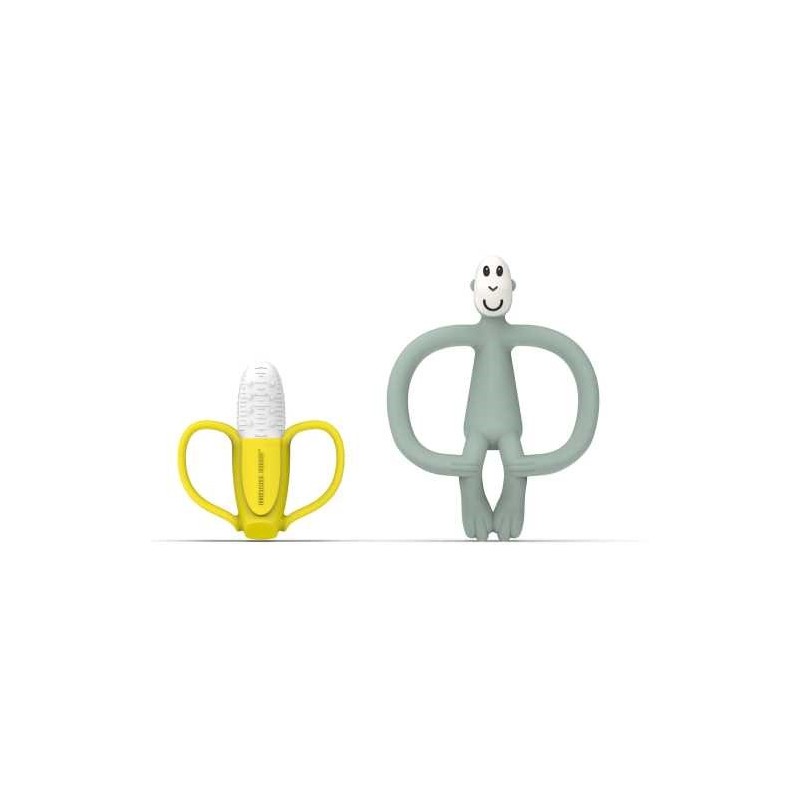 SET CHUPETA E MORDEDOR SILICONE VERDE MENTA MATCHSTICK MONKE